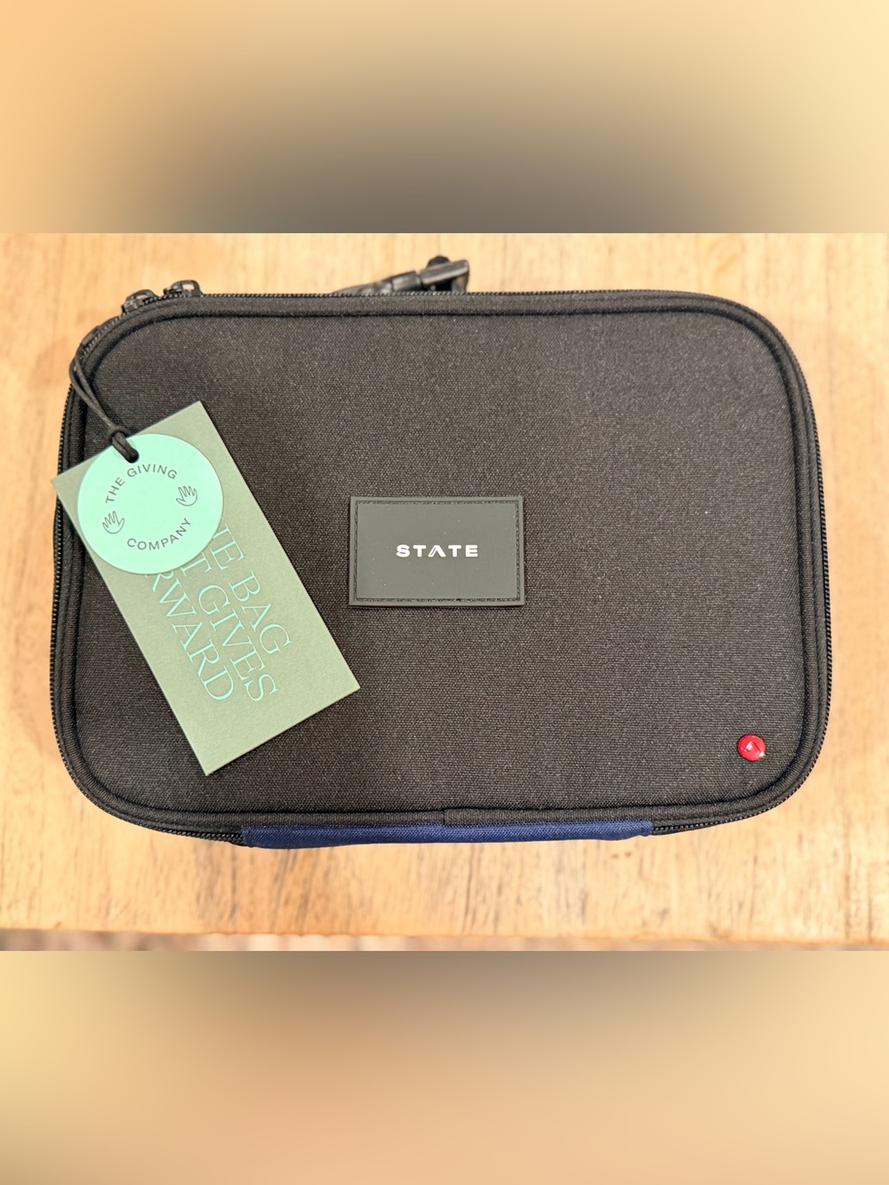 STATE Black Laptop Carry Bag with Navy Accent
